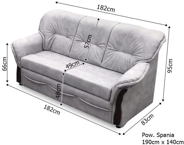 Sofa tapicerowana rozkładana Honorata Wymiary