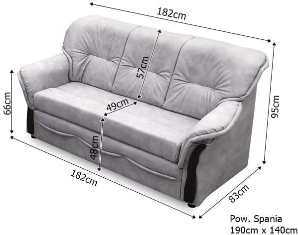 Sofa tapicerowana rozkładana Honorata Wymiary