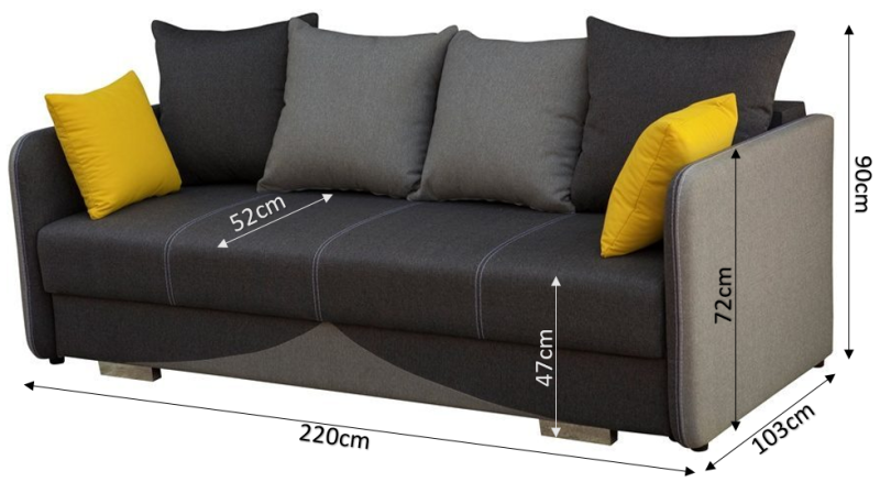 Sofa tapicerowana rozkładana Iga wymiary