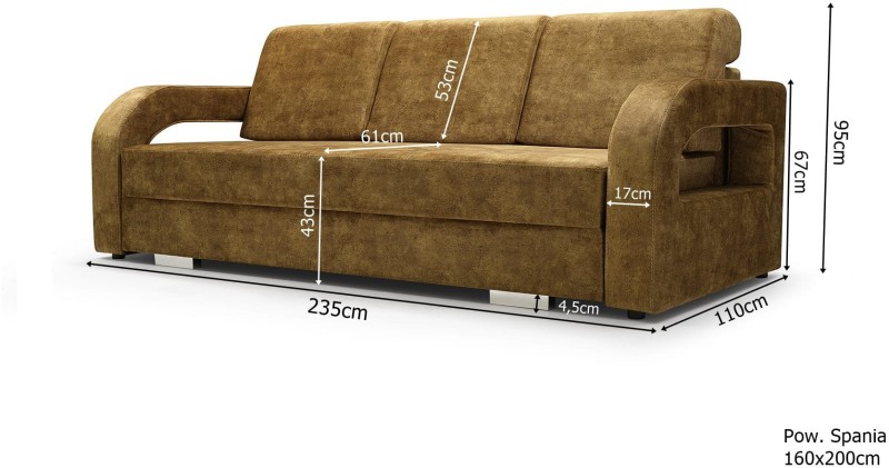 Sofa tapicerowana rozkładana Laura Wymiary