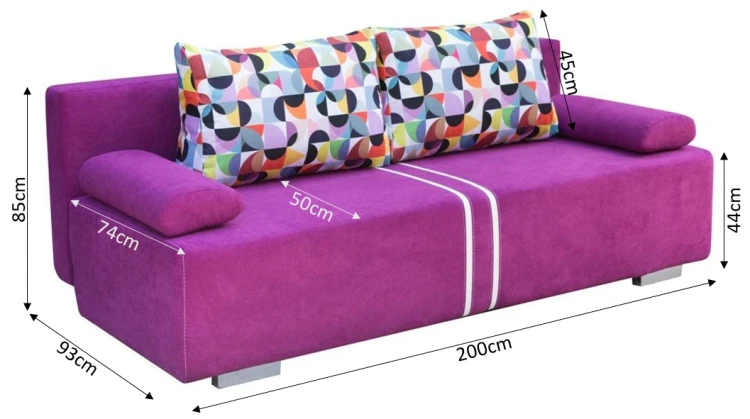 Sofa tapicerowana rozkładana Malina wymiary