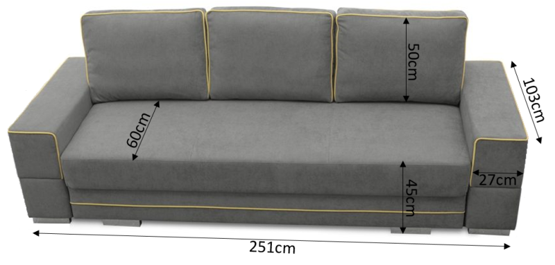 Sofa tapicerowana rozkładana Samanta A wymiary