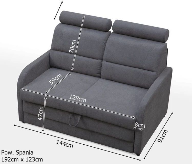 Sofa tapicerowana rozkładana Wibaro wymiary
