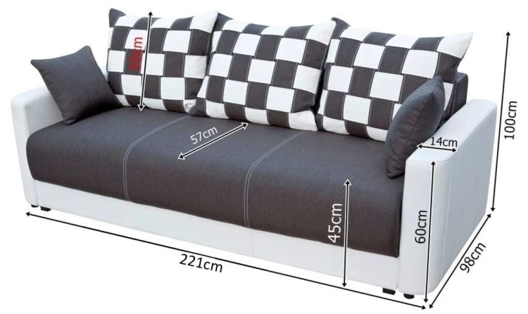 Sofa tapicerowana rozkładana Xara wymiary