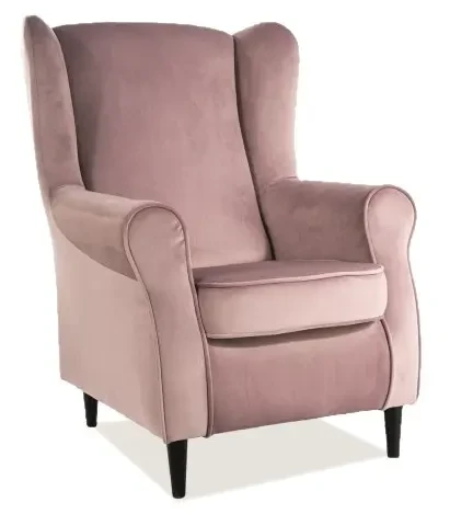 Fotel tapicerowany Baron Velvet antyczny róż Bluvel 52