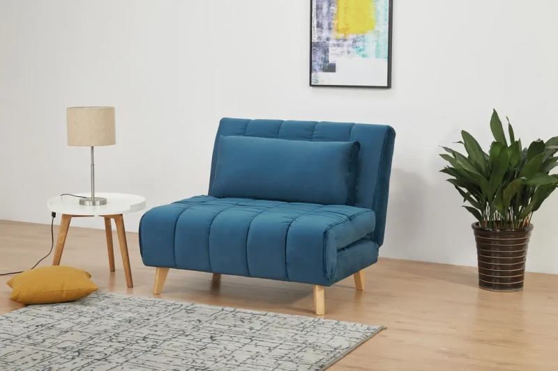 Fotel rozkładany tapicerowany Billy Velvet niebieski .188