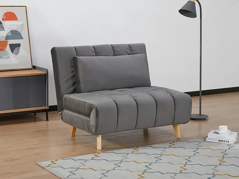 Fotel rozkładany tapicerowany Billy Velvet szary .139