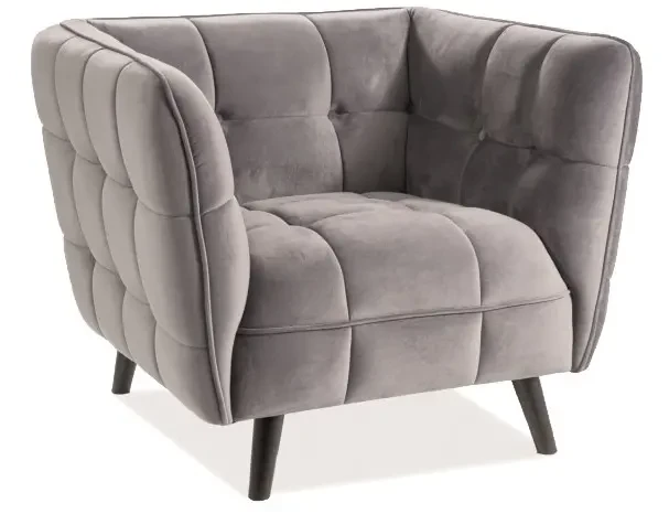 Fotel tapicerowany Castello 1 Velvet szary Bluvel 14