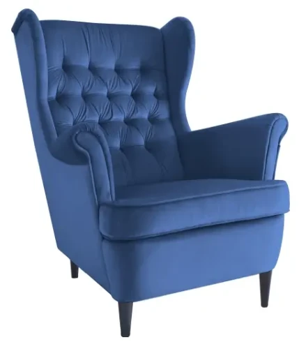 Fotel tapicerowany Harry Velvet granatowy Bluvel 86