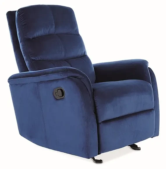 Fotel rozkładany tapicerowany Jowisz Velvet granatowy Bluvel 86