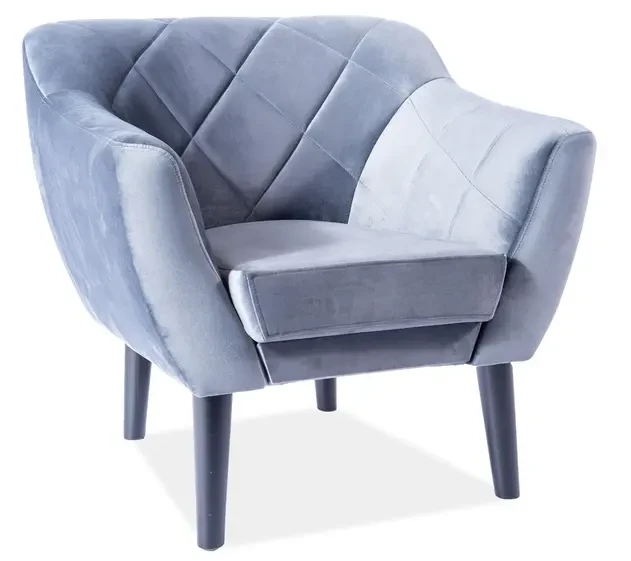 Fotel tapicerowany Karo 1 Velvet wenge - szary Bluvel 14