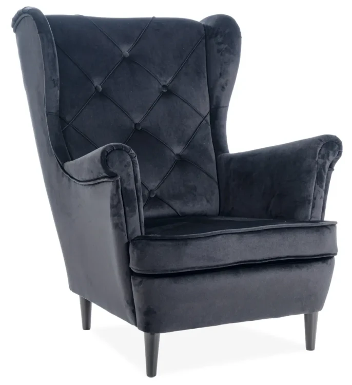 Fotel tapicerowany Lady Velvet czarny Bluvel 19