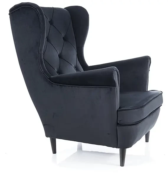 Fotel tapicerowany Lady Velvet czarny Bluvel 19