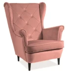 Fotel tapicerowany Lady Velvet antyczny róż Bluvel 52