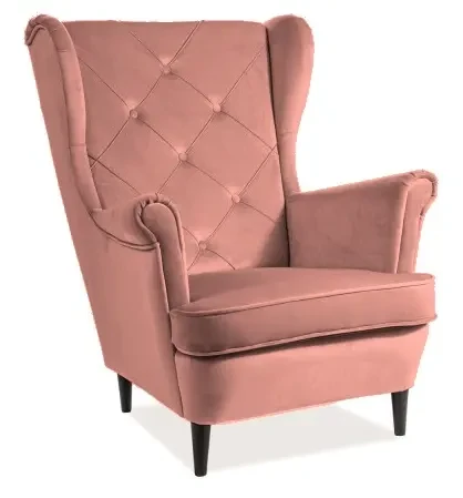 Fotel tapicerowany Lady Velvet antyczny róż Bluvel 52