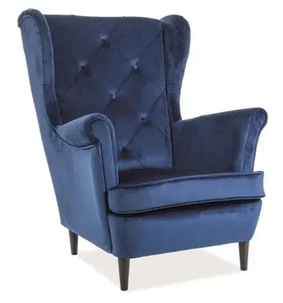 Fotel tapicerowany Lady Velvet granatowy Bluvel 86