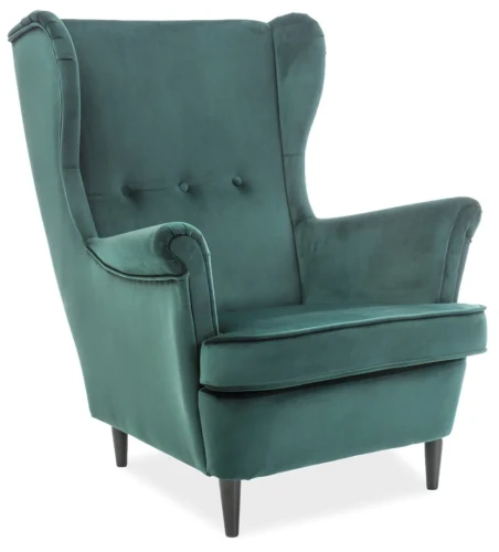 Fotel uszak Lord Velvet zielony Bluvel 78