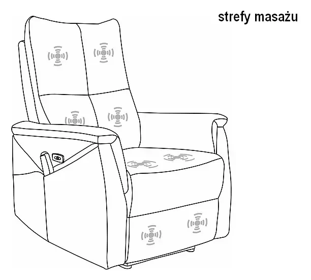 Fotel rozkładany z funkcją masażu Neptun Velvet M szary