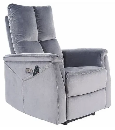 Fotel rozkładany z funkcją masażu Neptun Velvet M szary