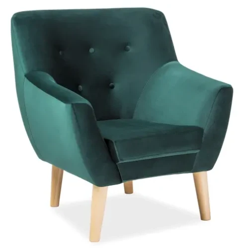 Fotel tapicerowany Nordic 1 Velvet zielony Bluvel 78