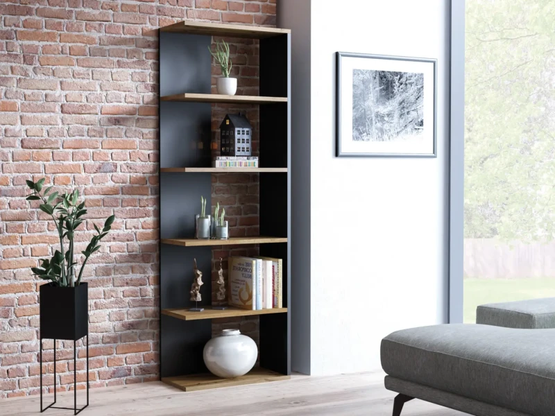 Regał Corner 170x60 cm dąb wotan/czarny