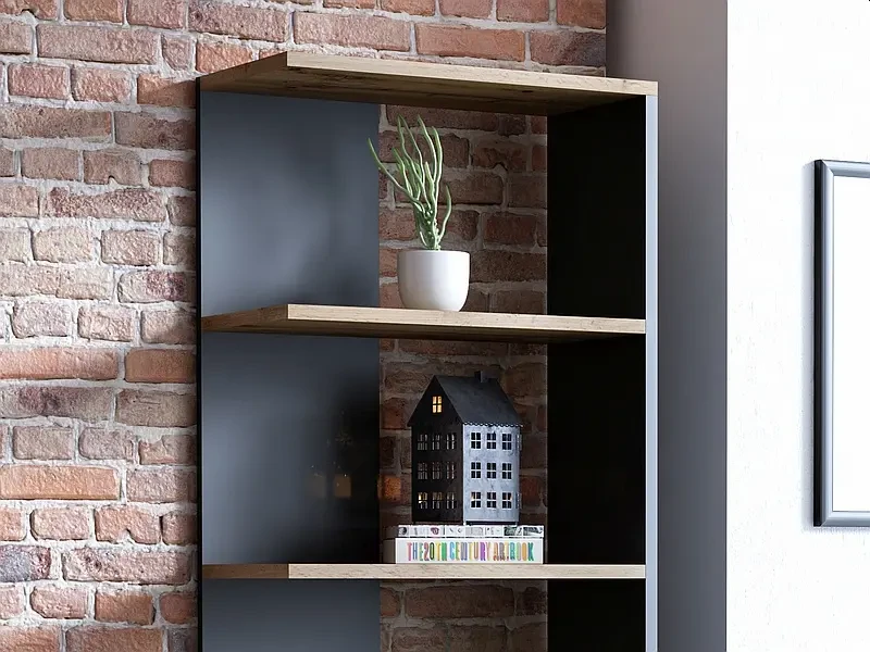 Regał Corner 170x60 cm dąb wotan/czarny