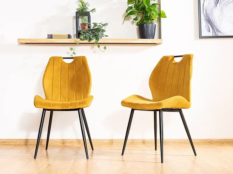 Krzesło tapicerowane Arco Velvet curry Bluvel 68