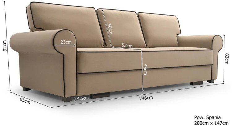 Sofa tapicerowana rozkładana Beti