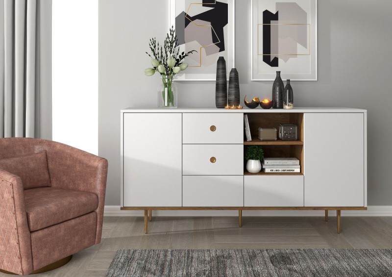 Biała nowoczesna komoda do salonu Harmoni H01
