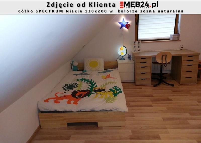 Łóżko drewniane sosnowe SPECTRUM Niskie 120x200 - zdjęcie od klienta