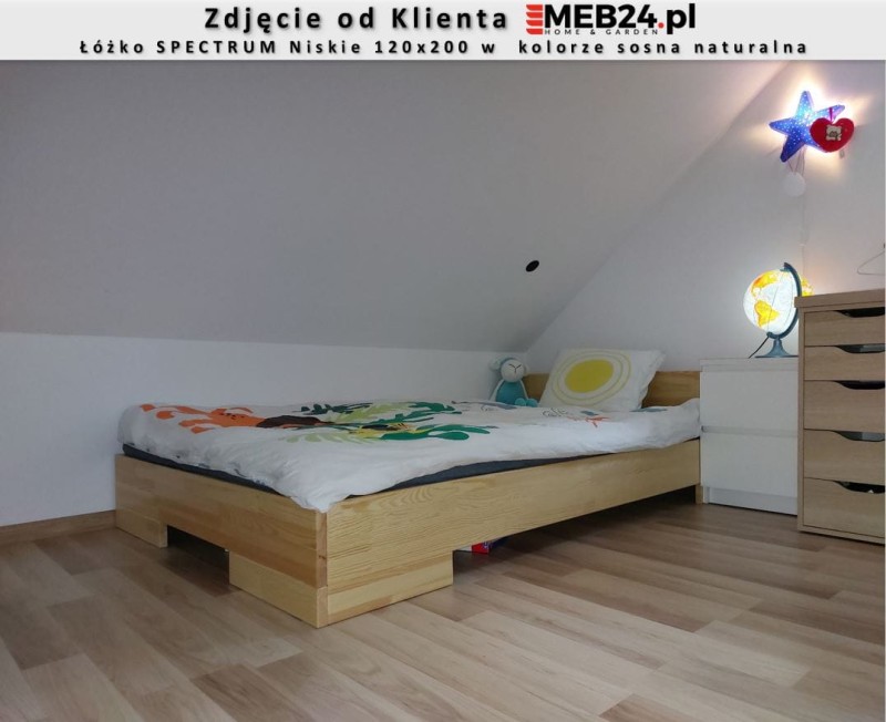Łóżko drewniane sosnowe SPECTRUM Niskie 120x200 - zdjęcie od klienta