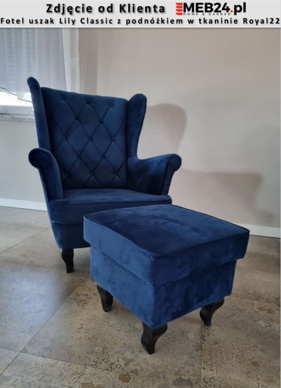 Fotel uszak Lily Classic z podnóżkiem w stylu skandynawskim  - zdjęcie od klienta
