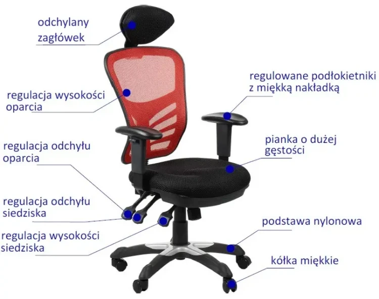 Fotel biurowy HG-0001H Czerwony