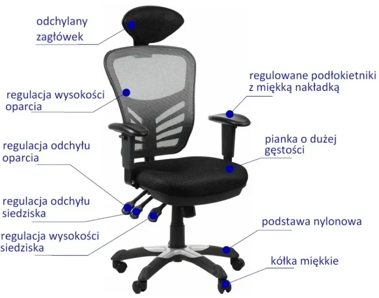 Fotel biurowy HG-0001H Szary