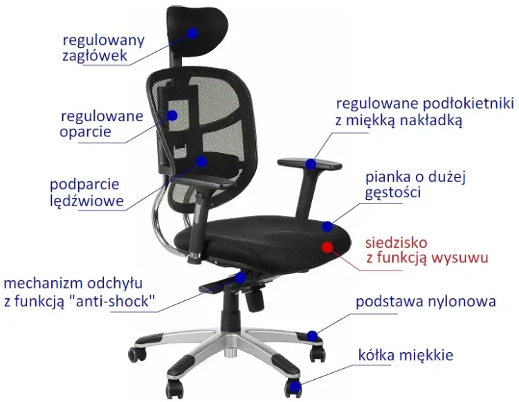 Fotel biurowy z wysuwem siedziska HN-5018 Szary