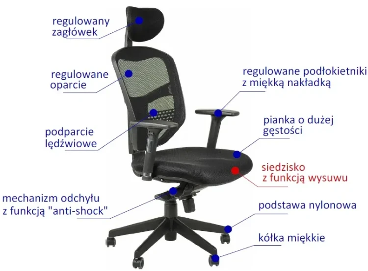 Fotel biurowy z wysuwem siedziska HN-5038 Szary
