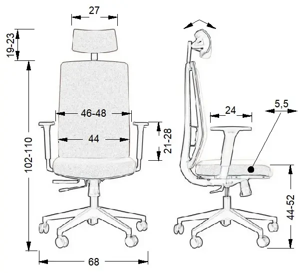 Fotel biurowy z wysuwem siedziska ZN-807-B-26
