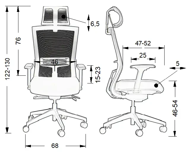 Fotel biurowy HOPE z mechanizmem samoważącym Szary