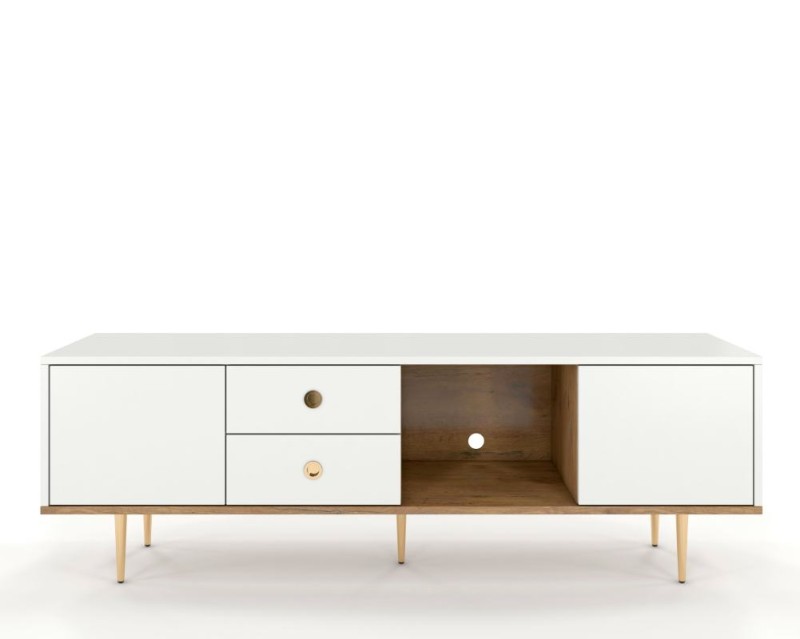 Biała nowoczesna szafka RTV Harmoni H01