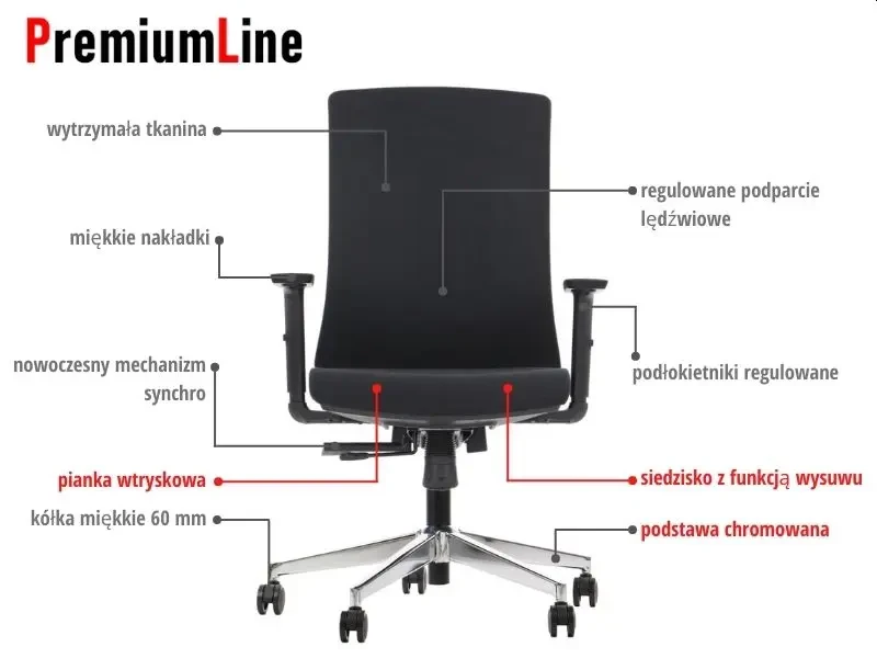Fotel biurowy TONO Czarny/chrom