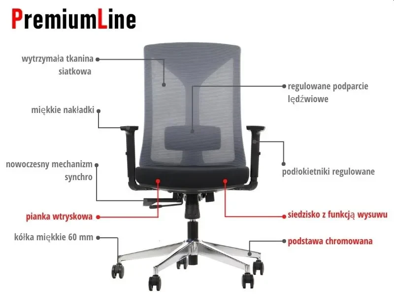 Fotel biurowy HAGER Szary/chrom