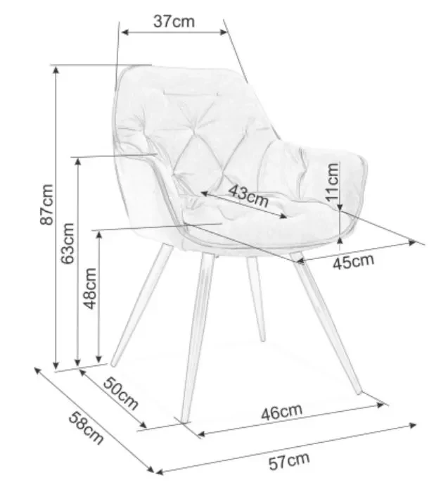 Krzesło tapicerowane Cherry Velvet granatowy Bluvel 86