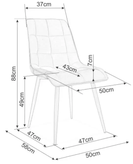 Krzesło tapicerowane Chic Chrom Velvet szary Bluvel 14