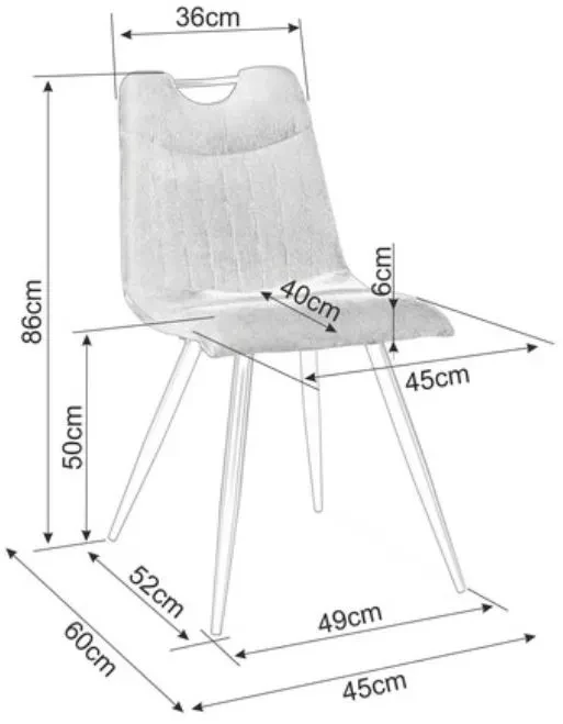 Krzesło tapicerowane Orfe Sztruks szary Fjord 15