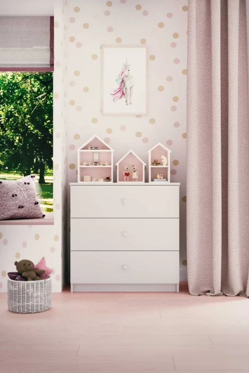 Zestaw mebli dziecięcych z szafką nocną i łóżkiem 140x70 BABYDREAMS