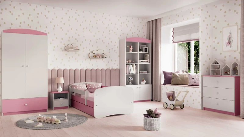 Zestaw mebli dziecięcych z szafką nocną i łóżkiem 140x70 BABYDREAMS