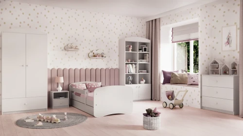 Zestaw mebli dziecięcych z szafką nocną i łóżkiem 160x80 BABYDREAMS