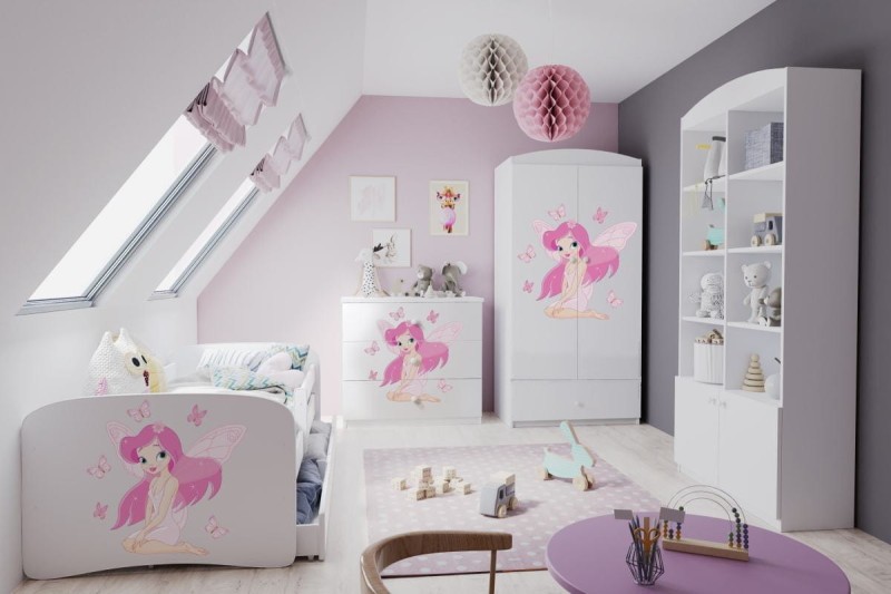 Zestaw mebli dziecięcych dla dziewczynki z łóżkiem 160x80 BABYDREAMS