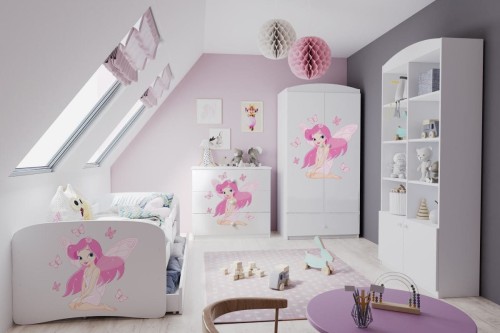 Zestaw mebli dziecięcych dla dziewczynki z łóżkiem 140x70 BABYDREAMS