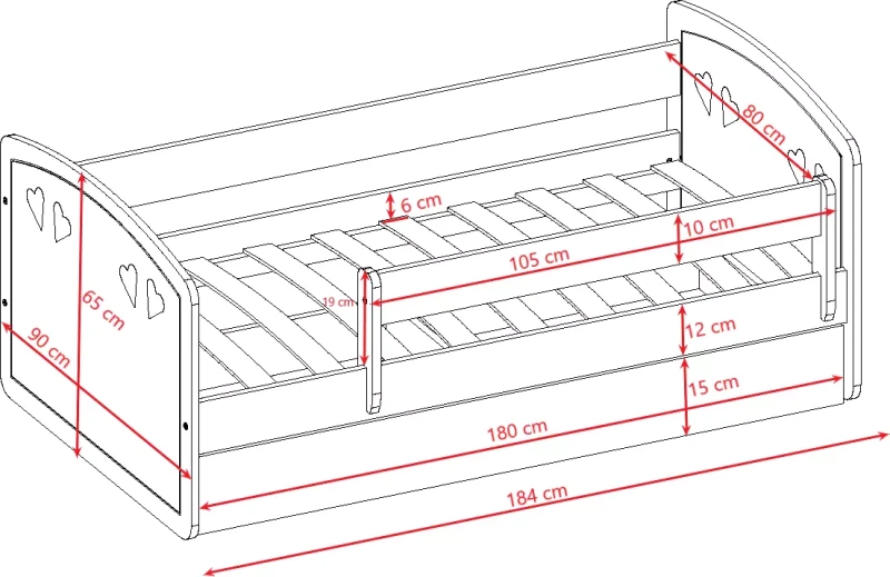 Łóżeczko dziecięce 180x80 JULIA MIX wymiary
